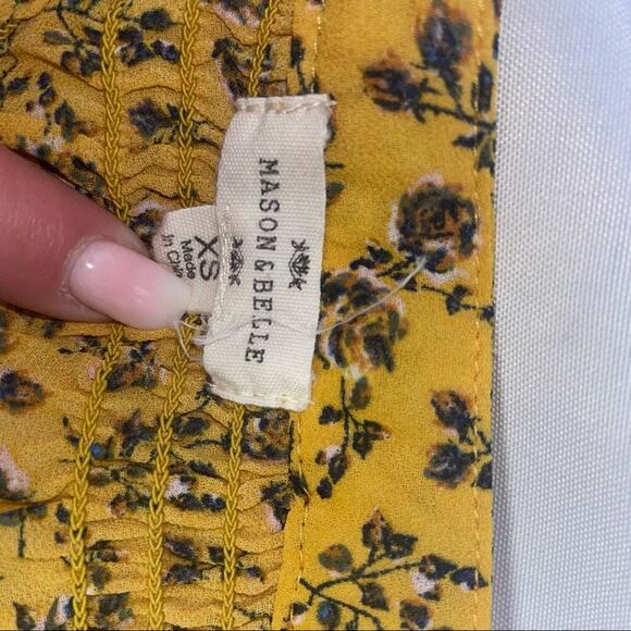 Mason & Belle blouse Stitch Fix Boho Peasant Top SZ XS yellow floral flowy - Picture 10 of 14